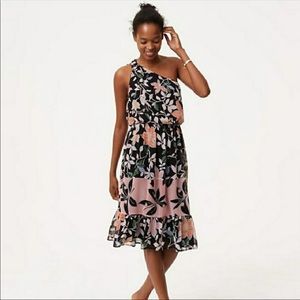 NWT LOFT Wild Orchid One Shoulder Dress